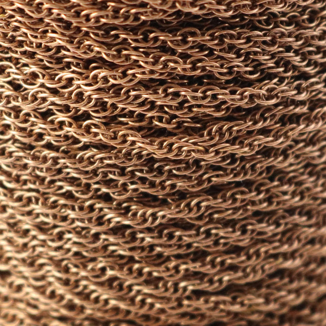 NEWnew 100 feet spool of Antique Copper Plated SOLDERED ROPE Twisted Curb Chain - 2.0mm width Solder link -w Free Matching Jumpring(100 pcs)