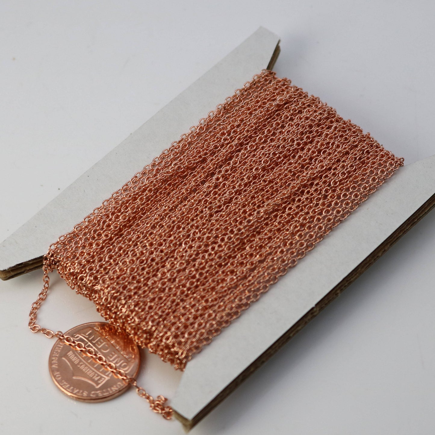 ANTI-Tarnish Bright Copper Plated Cable Chain Bulk, 3/10/32/50/100 feet of Tiny Dainty Delicate Chain - 2.0x1.4mm SOLDERED - ATC2014S