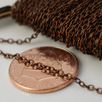 NEWnew 10 ft of Antique Copper Plated Cable Chain Tiny Round Soldered Cable Chain 2.0x1.4mm - 2014S