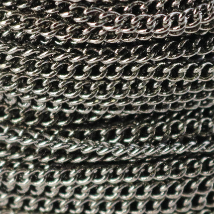 100 feet of Gunmetal Plated SOLDERED FACET sturdy Chunky Curb Chain - 2.7mm width Solder link - with Free Jumpring (100 pcs) - 2.7F