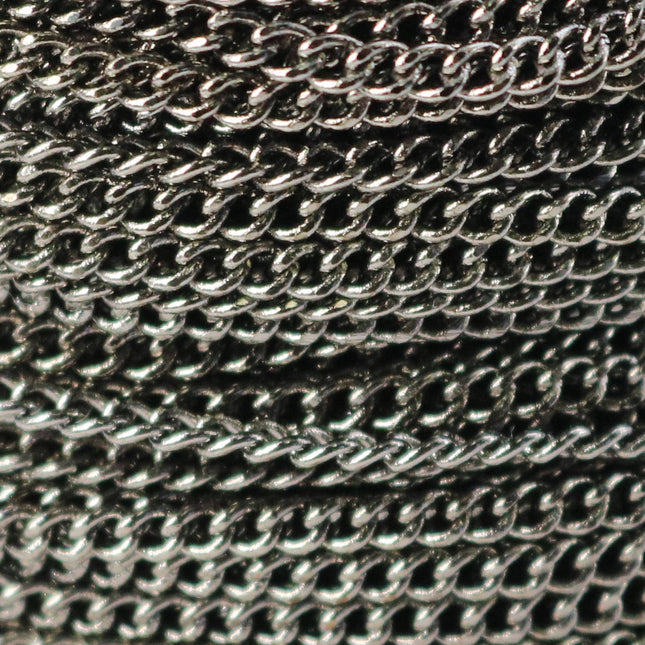 100 feet of Gunmetal Plated SOLDERED FACET sturdy Chunky Curb Chain - 2.7mm width Solder link - with Free Jumpring (100 pcs) - 2.7F