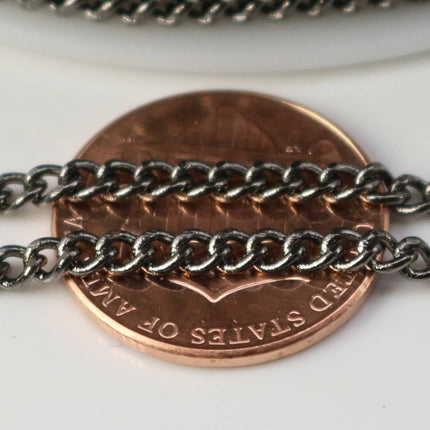 100 feet of Gunmetal Plated SOLDERED FACET sturdy Chunky Curb Chain - 2.7mm width Solder link - with Free Jumpring (100 pcs) - 2.7F