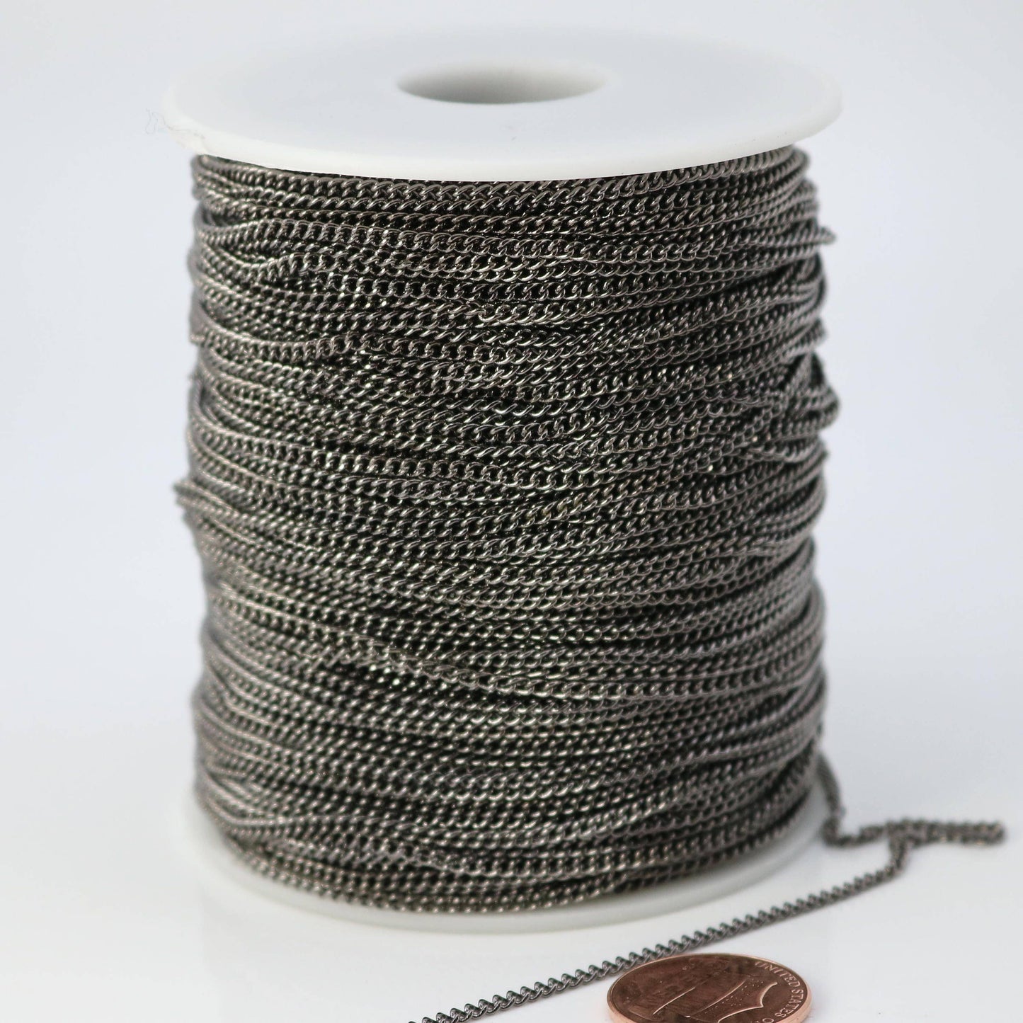 10 feet spool of Gunmetal Plated SOLDERED FACET Curb Chain - 2.3mm Solder link - with Free Matching Jumpring (10 pcs) - 2.3F