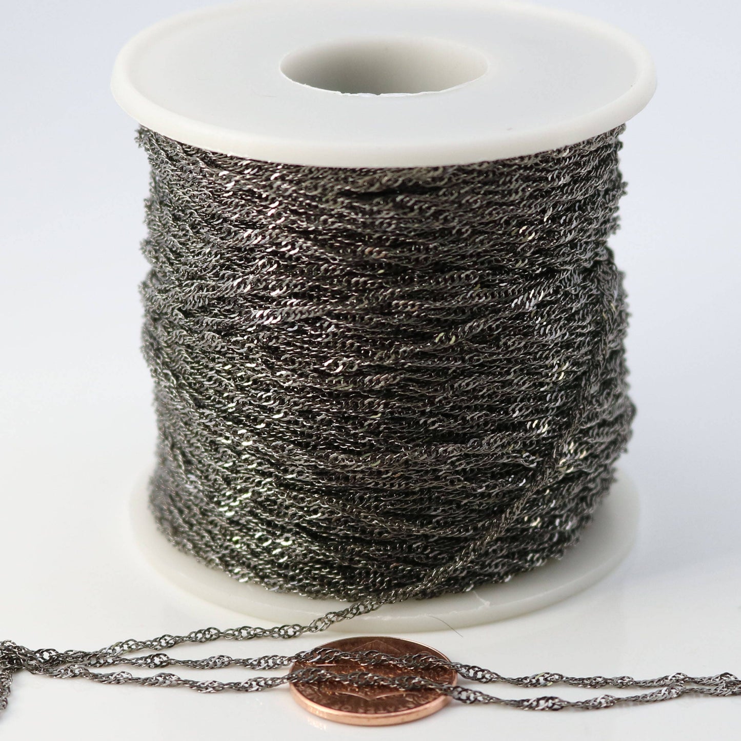 NEWnew 100 feet spool of Gunmetal Plated SOLDERED TWIST Twisted Rope Curb Chain - 1.8mm width Solder link - with Free Jumpring (100 pcs)