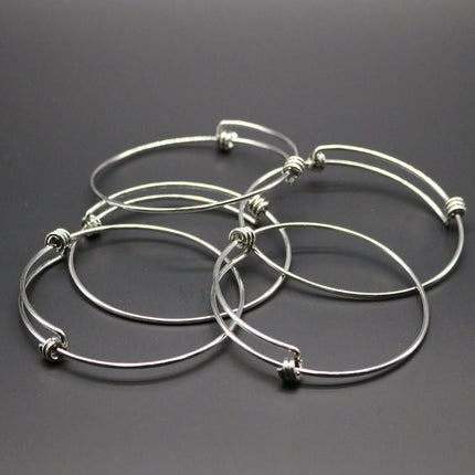 5 pcs of Stainless Steel Bangle Bracelet - 65mmx63mm 1.6mm thickness - Stainless Steel - Wire Bangles - Charm Bracelet - Expandable