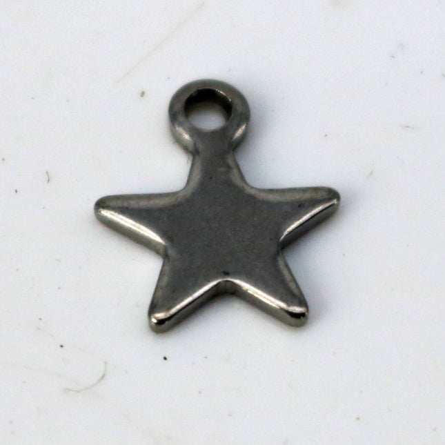 10 pcs Stainless Steel Drop Tags Charms Pendant - Star (Full Star)  charms Drop Tag  - 9x11mm 19gauge 19G (0.9mm Thickness)