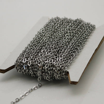 NEW 30 ft of Surgical Stainless Steel Small Soldered Sturdy Big FLAT cable chain - 3.5x2.6mm SOLDERED Link
