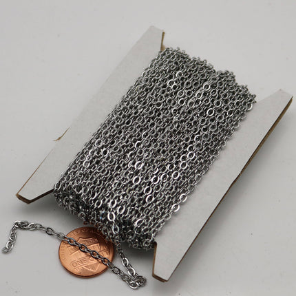 NEW 10 ft of Surgical Stainless Steel Small Soldered Sturdy Big FLAT cable chain - 3.5x2.6mm SOLDERED Link