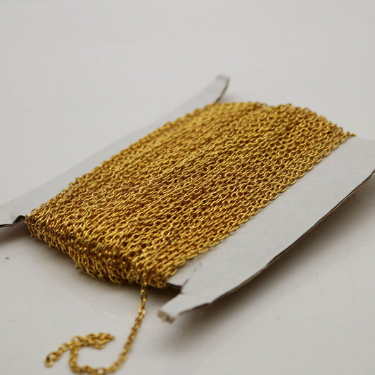 SALEsale 24K Gold Tone Plated Cable Chain Bulk, 50 ft of Round Cable Chain 3x2.2mm 0.6mm wire - Unsoldered - 322CA