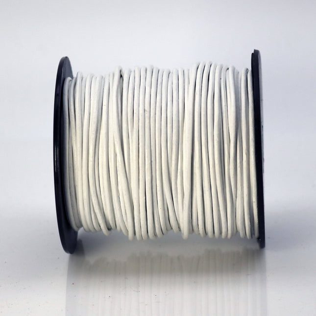 5 feet White Leather Cord - 2mm Genuine Leather Round Cord (02)