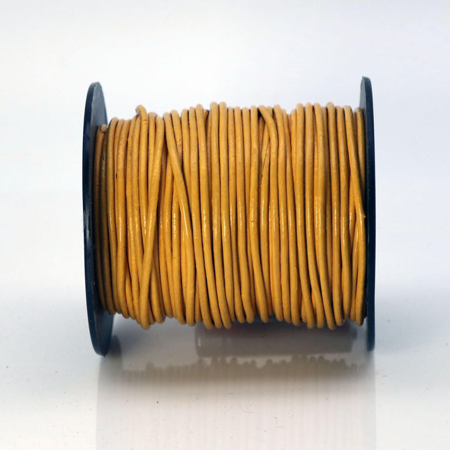 5 feet Butterscotch Yellow Leather Cord - 2mm Genuine Leather Round Cord (05) - USA Seller
