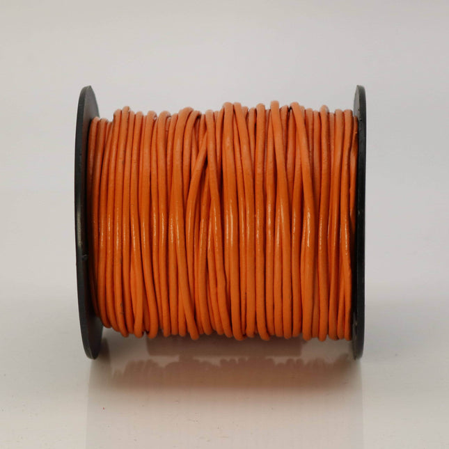 5 feet Orange Leather Cord - 2mm Genuine Leather Round Cord (07) - USA Seller