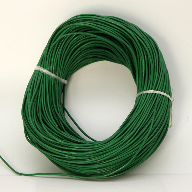 5 feet Green Leather Cord - 2mm Genuine Leather Round Cord (00) - USA Seller