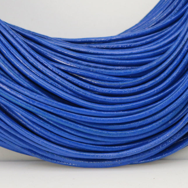 5 feet Blue Leather Cord - 2mm Genuine Leather Round Cord (00) - USA Seller