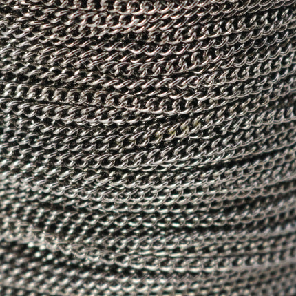 10 feet spool of Gunmetal Plated SOLDERED FACET Curb Chain - 2.3mm Solder link - with Free Matching Jumpring (10pcs) - 2.3F