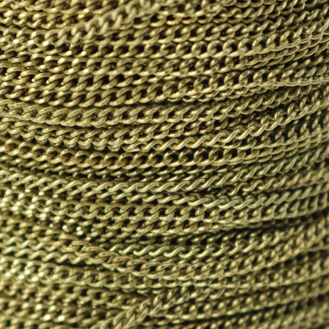 32 feet spool of Antique Brass Plated SOLDERED FACET Curb Chain - 2.3mm Solder link - with Free Matching Jumpring (50pcs) - 2.3F