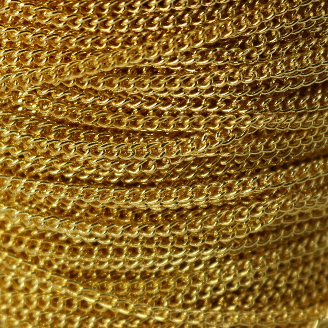 32 ft spool of Champagne Gold (Pinky Gold) Plated SOLDERED FACET Curb Chain - 2.3mm Solder link - with Free Jumpring (50pcs) - 2.3F