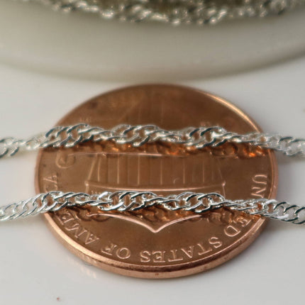 32 ft spool Sterling Silver Plated SOLDERED TWIST Twisted Rope Curb Chain - 1.8mm width Solder link - with Free Jumpring (50pcs)