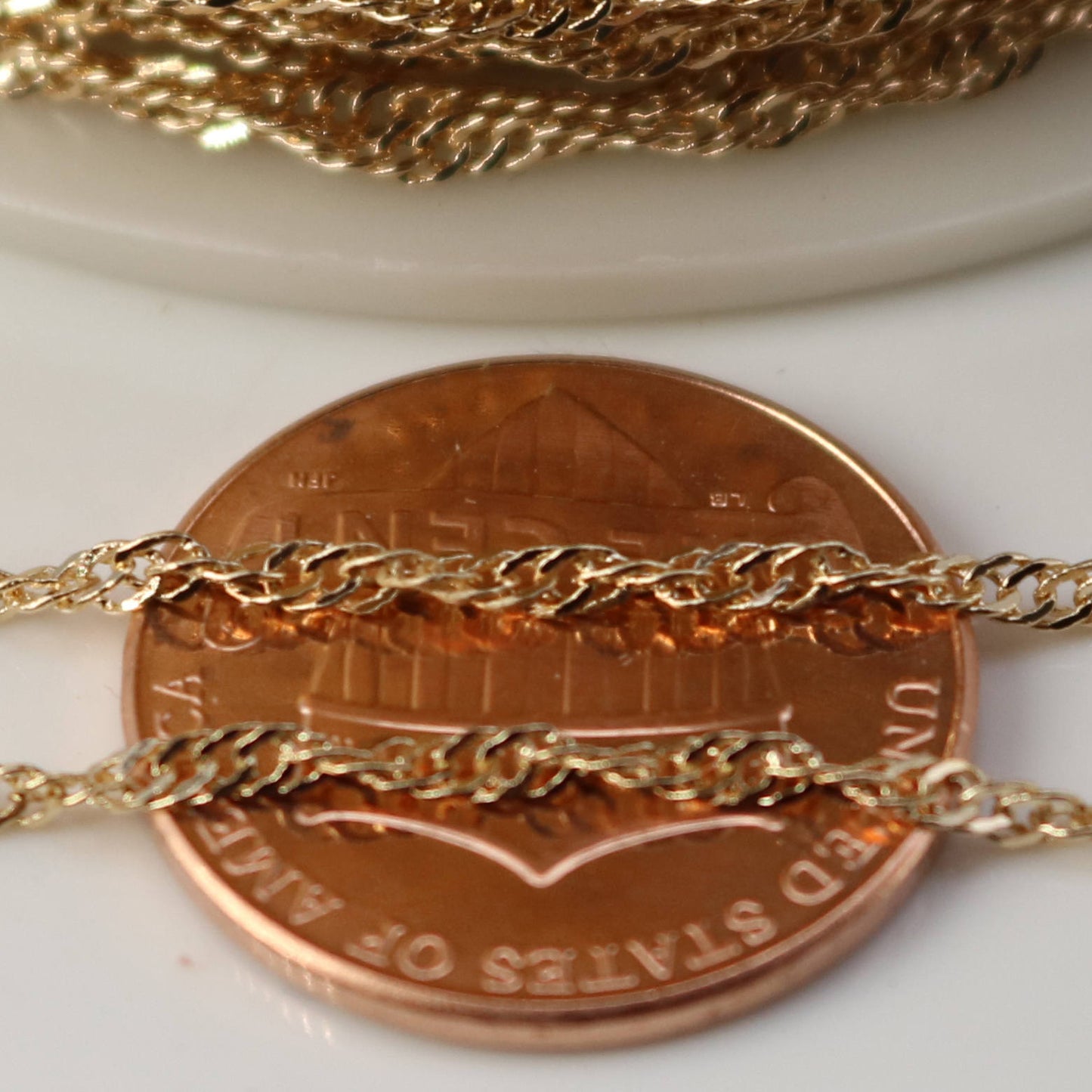 32 ft of Champagne Gold (Pinky Gold) Plated SOLDERED TWIST Twisted Rope Curb Chain - 1.8mm width Solder link - Free Jumpring (50pcs)