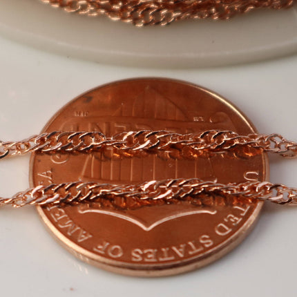 32 ft of Copper (Bright Copper) Plated SOLDERED TWIST Twisted Rope Curb Chain - 1.8mm width Solder link - w Free Jumpring (50pcs)
