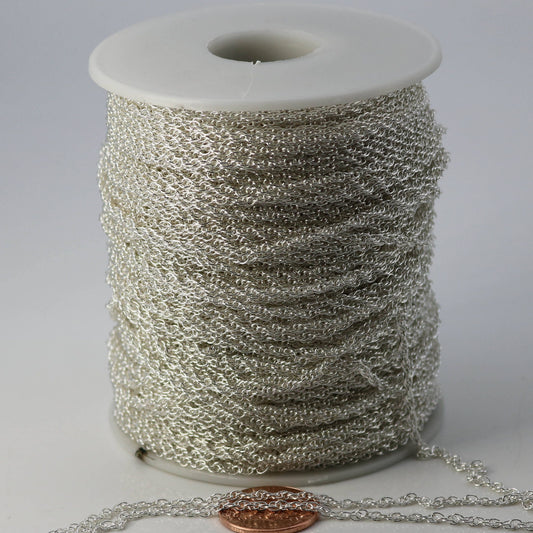 NEWnew 32 ft spool of Sterling Silver Plated SOLDERED ROPE Twisted Curb Chain - 2.0mm width Solder link -with Free Matching Jumpring(50pcs)