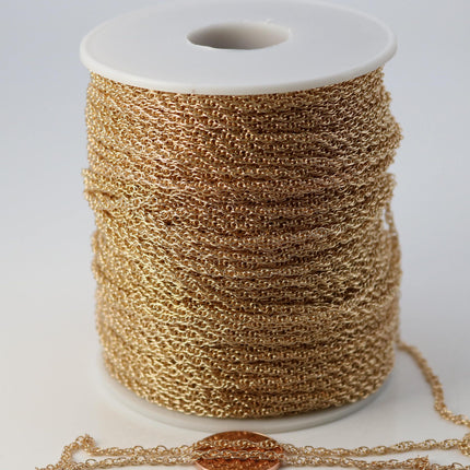 NEWnew 32 ft Champagne Gold (Pinky Gold) Plated SOLDERED ROPE Twisted Chain - 2.0mm width Solder link -with Free Matching Jumpring(50pcs)