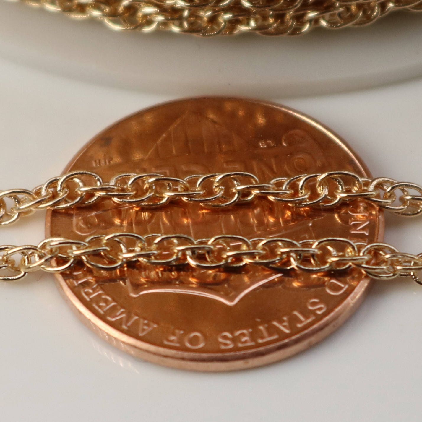 NEWnew 32 ft Champagne Gold (Pinky Gold) Plated SOLDERED ROPE Twisted Chain - 2.0mm width Solder link -with Free Matching Jumpring(50pcs)