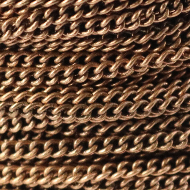 32 ft Antique Copper Plated SOLDERED FACET sturdy Chunky Curb Chain - 2.7mm width Solder link - with Free Jumpring (50pcs) - 2.7F