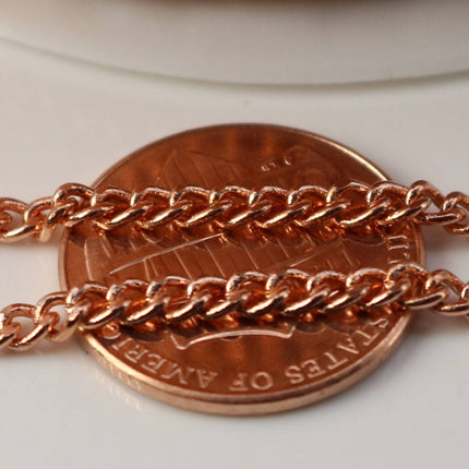 32 ft Copper (Bright Copper) Plated SOLDERED FACET sturdy Chunky - 2.7mm width Solder link - with Free Jumpring (50pcs) - 27CURB