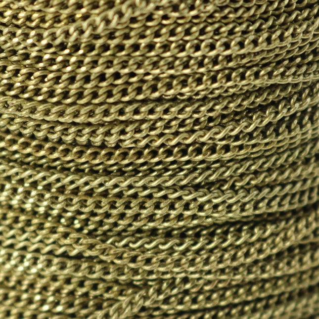 100 feet spool of Antique Brass Plated SOLDERED FACET Curb Chain - 2.3mm Solder link - with Free Matching Jumpring (100pcs) - 2.3F