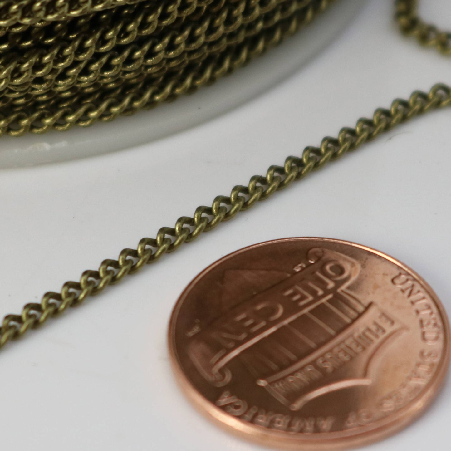 NEWnew 300 feet spool of Antique Brass Plated SOLDERED FACET Curb Chain - 2.3mm Solder link - with Free Jumpring (100pcs) - 2.3F