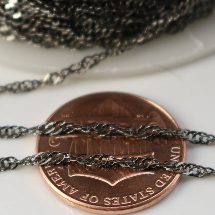 NEWnew 10 feet spool of Gunmetal Plated SOLDERED TWIST Twisted Rope Curb Chain - 1.8mm width Solder link - with Free Jumpring (10 pcs)