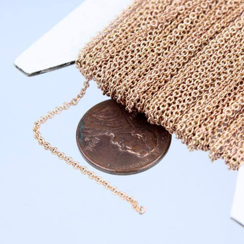 Antique COPPER Chain Bulk Chain, 32 ft Tiny Round SOLDERED Brass Chain Cable Chain 2.0x1.4mm-  Soldered Necklace Wholesale Chain  - 2014S