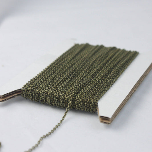 32 feet of Antique Brass Chain Bulk Tiny Round SOLDERED Cable Chain 1.6x1.4mm - Free Jump Rings 50pcs - 1614S