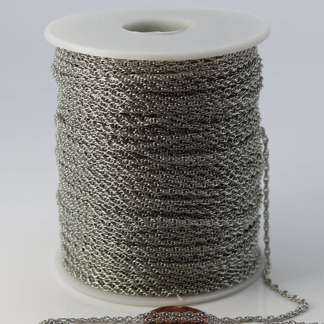 NEWnew 10  feet spool of Rhodium Plated SOLDERED ROPE Twisted Curb Chain - 2.0mm width Solder link - with Free Matching Jumpring (10 pcs)
