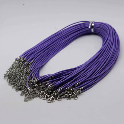 NEW 50 pcs 2.0mm 18-20 inch Adjustable compressed cotton quality necklace cord - Purple