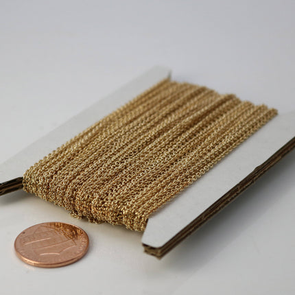 Champagne Gold (Pinky Gold) Plated Cable Chain Bulk, 32 ft of Tiny Round SOLDERED Cable Chain 1.6x1.4mm- Free Jump Rings 50pcs - 1614S