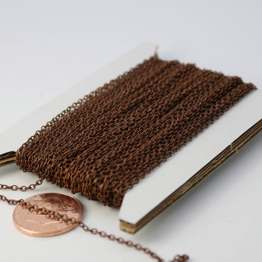 NEWnew 32 ft of Antique Copper Plated Cable Chain Tiny Round Soldered Cable Chain 2.0x1.4mm - Ship from California USA - 2014S