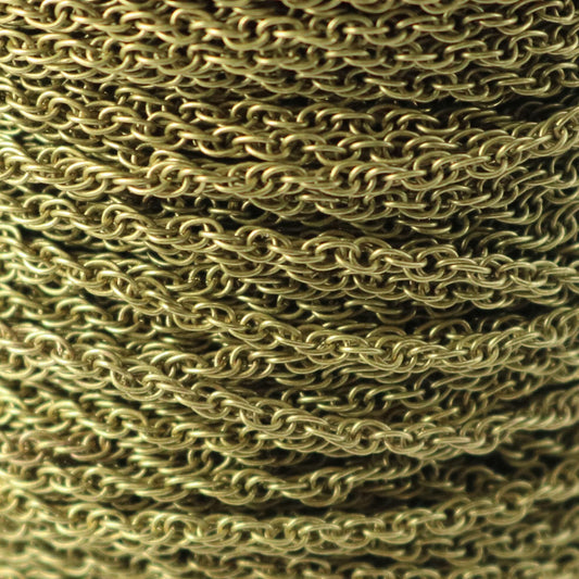 NEWnew 100 feet spool of Antique Brass Plated SOLDERED ROPE Twisted Curb Chain - 2.0mm width Solder link -w Free Matching Jumpring (100 pcs)