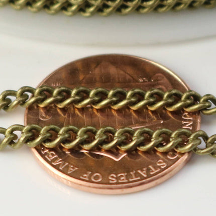 100 ft of Antique Brass Plated SOLDERED FACET sturdy Chunky Curb Chain - 2.7mm width Solder link - w Free Jumpring (100 pcs) - 2.7F
