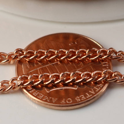 100 ft Copper (Bright Copper) Plated SOLDERED FACET sturdy Chunky - 2.7mm width Solder link - with Free Jumpring (100 pcs) - 27CURB