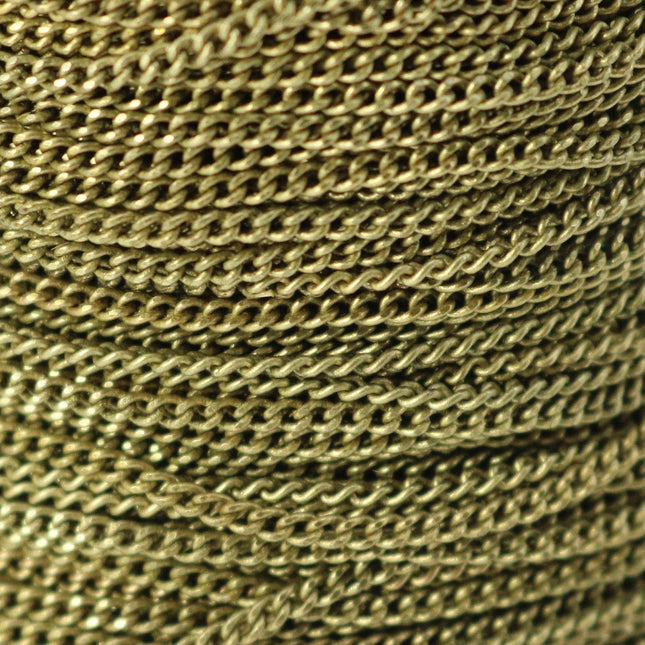 10  feet spool of Antique Brass Plated SOLDERED FACET Curb Chain - 2.3mm Solder link - with Free Matching Jumpring (10 pcs) - 2.3F