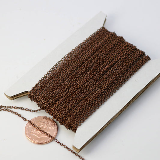 NEWnew 100 ft of Antique Copper Plated Cable Chain Tiny Round Soldered Cable Chain 2.0x1.4mm - Ship from California USA - 2014S