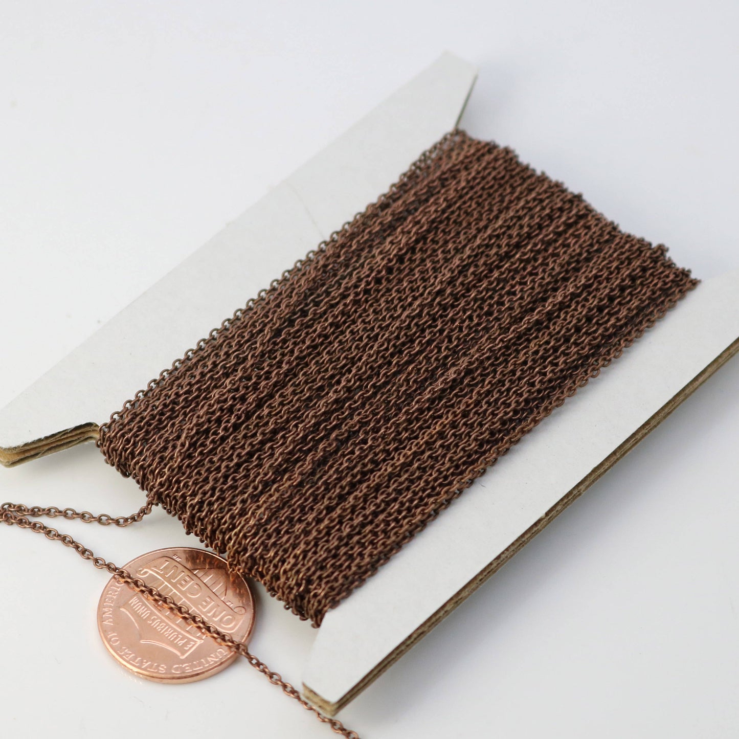 Antique Copper Chain Bulk, 100 ft of Tiny Round SOLDERED Chain Cable Chain 1.6x1.4mm- Free Jump Rings 100 pcs Dainty Delicate - 1614S