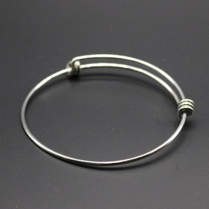5 pcs of Stainless Steel Bangle Bracelet - 65mmx63mm 1.6mm thickness - Stainless Steel - Wire Bangles - Charm Bracelet - Expandable