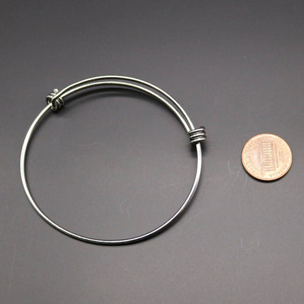 5 pcs of Stainless Steel Bangle Bracelet - 65mmx63mm 1.6mm thickness - Stainless Steel - Wire Bangles - Charm Bracelet - Expandable