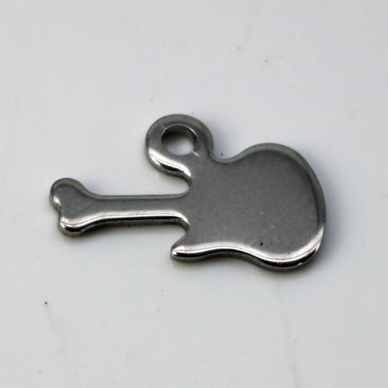 10 pcs Stainless Steel Drop Tags Charms Pendant - Music Guitar charms Drop Tag  - 15x10mm 19gauge 19G (0.9mm Thickness)