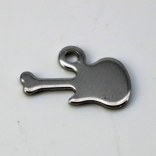 10 pcs Stainless Steel Drop Tags Charms Pendant - Music Guitar charms Drop Tag  - 15x10mm 19gauge 19G (0.9mm Thickness)