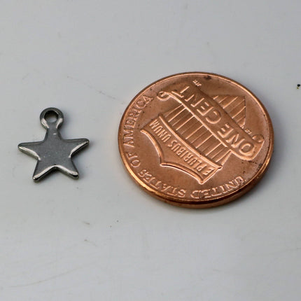 10 pcs Stainless Steel Drop Tags Charms Pendant - Star (Full Star)  charms Drop Tag  - 9x11mm 19gauge 19G (0.9mm Thickness)