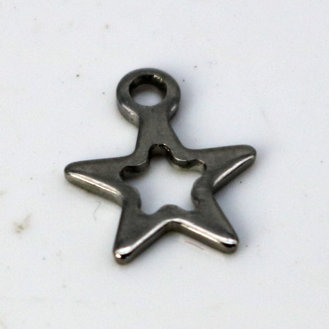 10 pcs Stainless Steel Drop Tags Charms Pendant - Star (Blank Star)  charms Drop Tag  - 9x11mm 19gauge 19G (0.9mm Thickness)